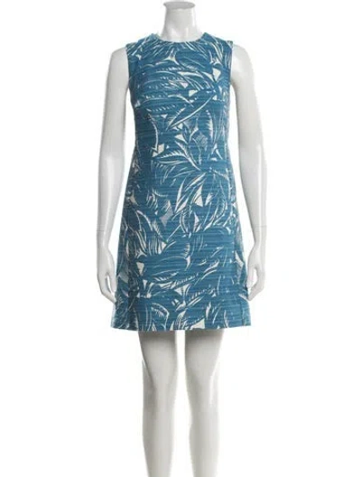 Pre-owned Tory Burch Floral Print Mini Dress In Blue
