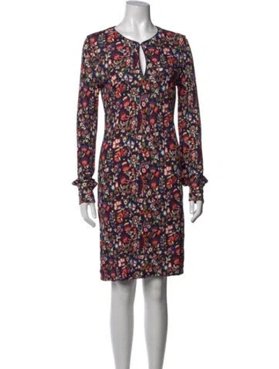 Pre-owned Tory Burch Floral Print Mini Dress In Blue