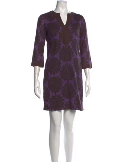 Pre-owned Tory Burch Floral Print Mini Dress In Brown