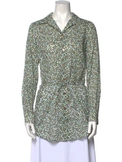 Pre-owned Tory Burch Floral Print Mini Dress In Green