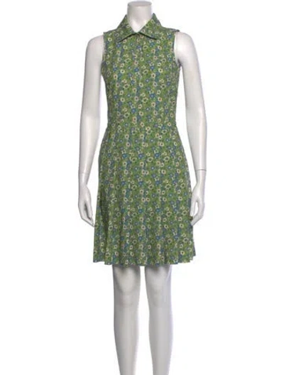 Pre-owned Tory Burch Floral Print Mini Dress In Green