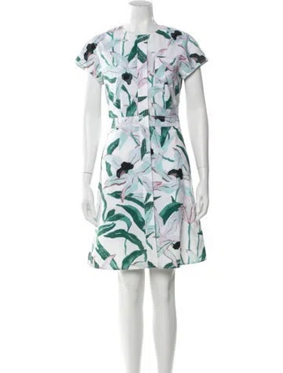 Pre-owned Tory Burch Floral Print Mini Dress In Green