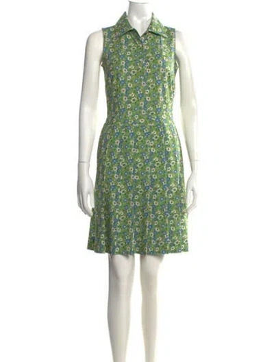 Pre-owned Tory Burch Floral Print Mini Dress In Green
