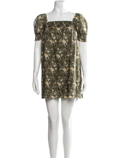 Pre-owned Tory Burch Floral Print Mini Dress In Green