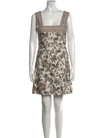 Pre-owned Tory Burch Floral Print Mini Dress In Green