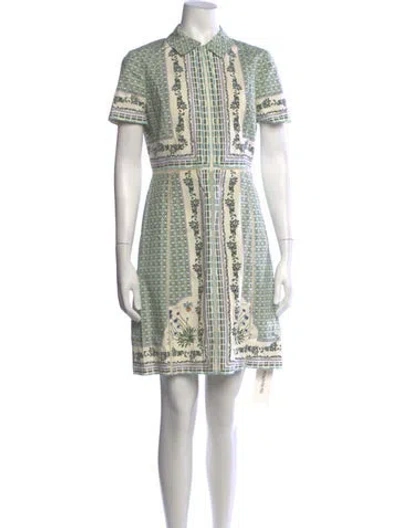 Pre-owned Tory Burch Floral Print Mini Dress In Green
