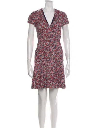 Pre-owned Tory Burch Floral Print Mini Dress In Multi