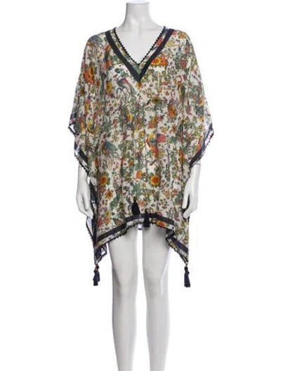 Pre-owned Tory Burch Floral Print Mini Dress In Multicolor