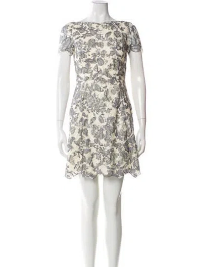 Pre-owned Tory Burch Floral Print Mini Dress In Neutral