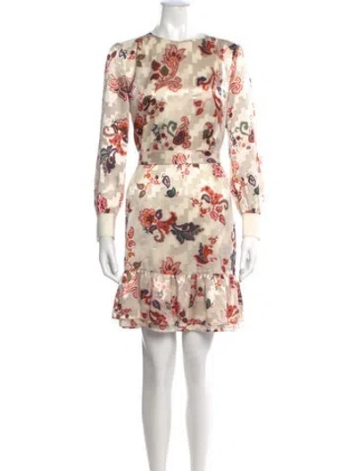 Pre-owned Tory Burch Floral Print Mini Dress In Neutral