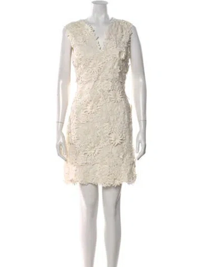 Pre-owned Tory Burch Floral Print Mini Dress In Neutral