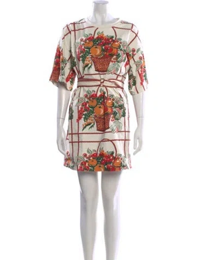Pre-owned Tory Burch Floral Print Mini Dress In Neutral
