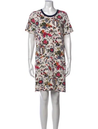 Pre-owned Tory Burch Floral Print Mini Dress In Neutral