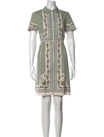 Pre-owned Tory Burch Floral Print Mini Dress In Neutral