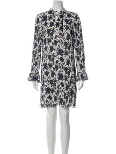 Pre-owned Tory Burch Floral Print Mini Dress In Neutral