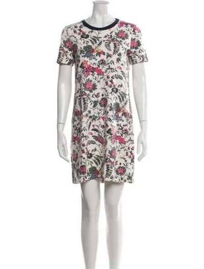 Pre-owned Tory Burch Floral Print Mini Dress In Neutral