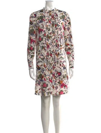 Pre-owned Tory Burch Floral Print Mini Dress In Neutrals