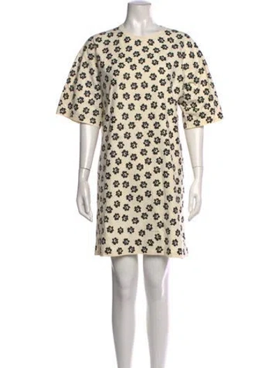 Pre-owned Tory Burch Floral Print Mini Dress In Neutrals