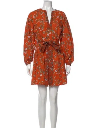 Pre-owned Tory Burch Floral Print Mini Dress In Orange