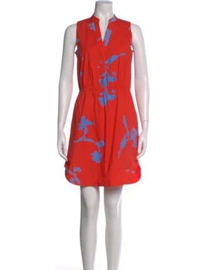 Pre-owned Tory Burch Floral Print Mini Dress In Orange