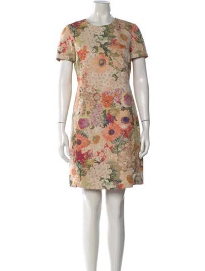 Pre-owned Tory Burch Floral Print Mini Dress In Orange