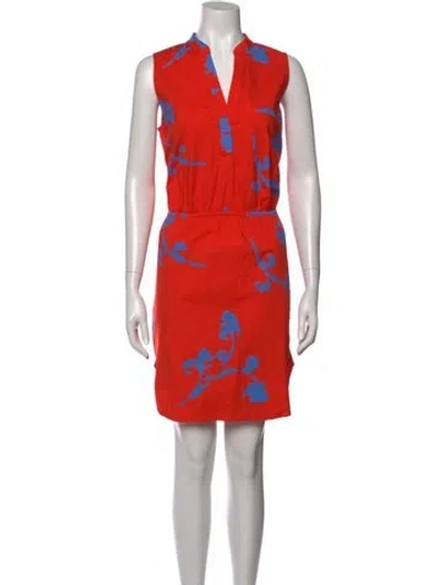 Pre-owned Tory Burch Floral Print Mini Dress In Orange