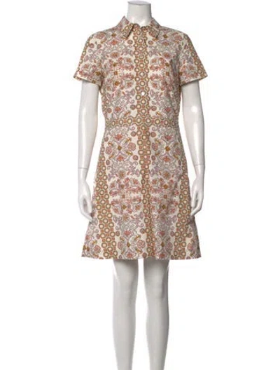 Pre-owned Tory Burch Floral Print Mini Dress In Orange