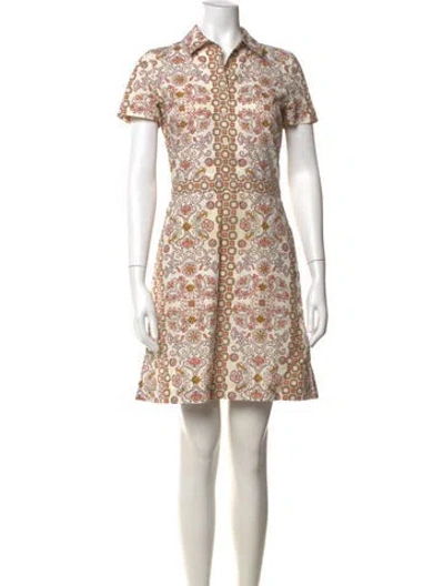 Pre-owned Tory Burch Floral Print Mini Dress In Orange