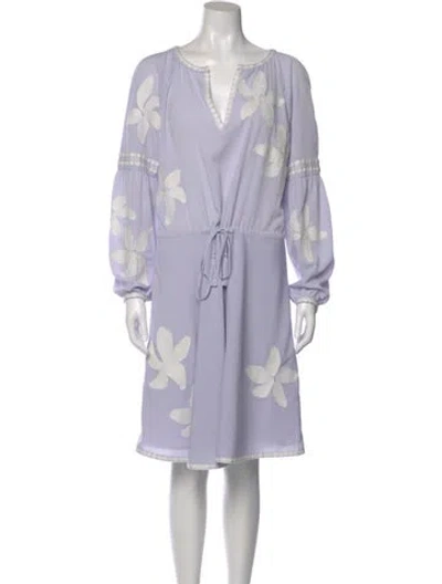 Pre-owned Tory Burch Floral Print Mini Dress In Purple