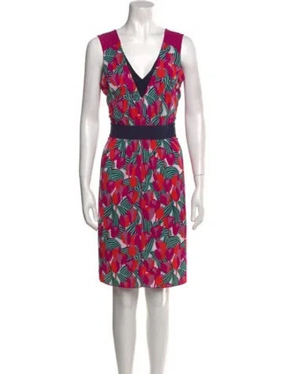 Pre-owned Tory Burch Floral Print Mini Dress In Purple