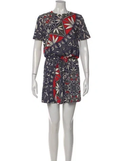 Pre-owned Tory Burch Floral Print Mini Dress In Red