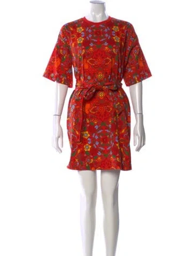 Pre-owned Tory Burch Floral Print Mini Dress In Red