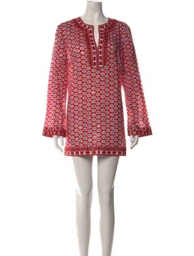 Pre-owned Tory Burch Floral Print Mini Dress In Red