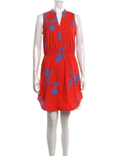 Pre-owned Tory Burch Floral Print Mini Dress In Red