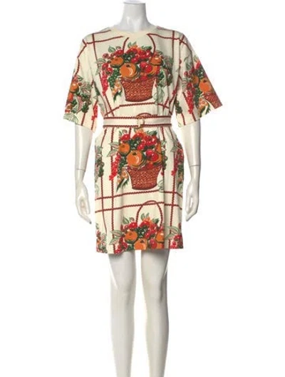 Pre-owned Tory Burch Floral Print Mini Dress W/ Tags In Neutral