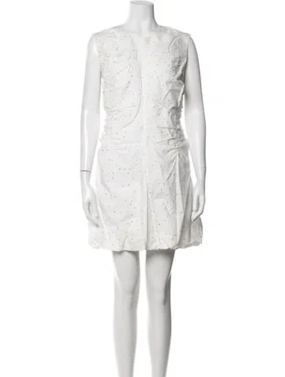 Pre-owned Tory Burch Floral Print Mini Dress W/ Tags In Neutrals