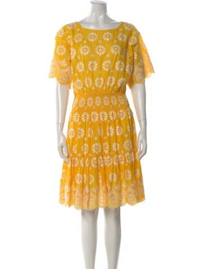 Pre-owned Tory Burch Floral Print Mini Dress W/ Tags In Yellow