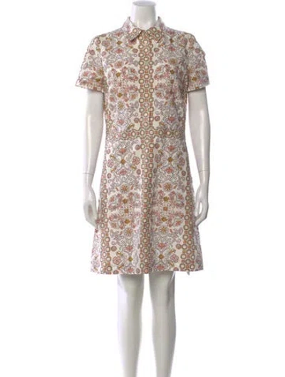 Pre-owned Tory Burch Floral Print Mini Dress In White