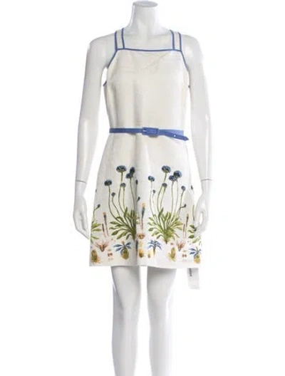 Pre-owned Tory Burch Floral Print Mini Dress In White