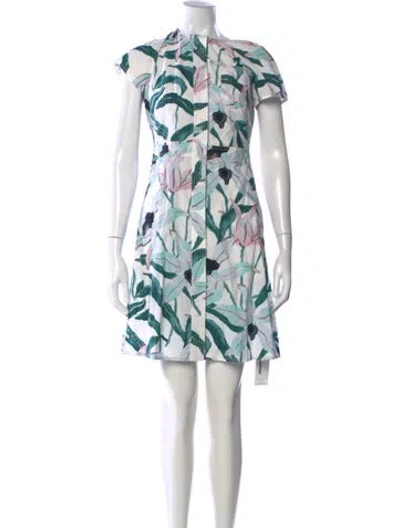 Pre-owned Tory Burch Floral Print Mini Dress In White