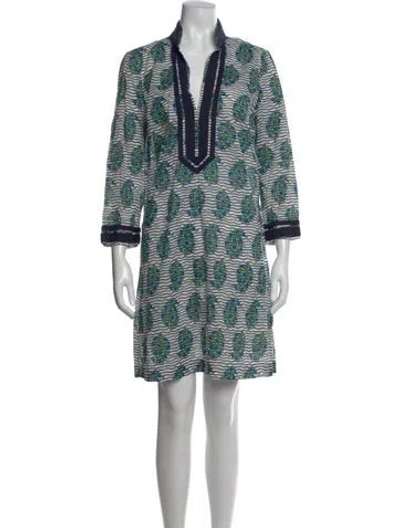 Pre-owned Tory Burch Floral Print Mini Dress In White