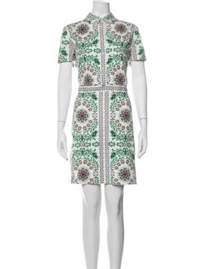 Pre-owned Tory Burch Floral Print Mini Dress In White