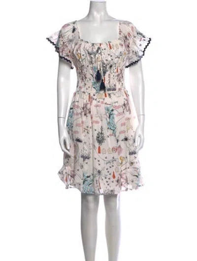 Pre-owned Tory Burch Floral Print Mini Dress In White