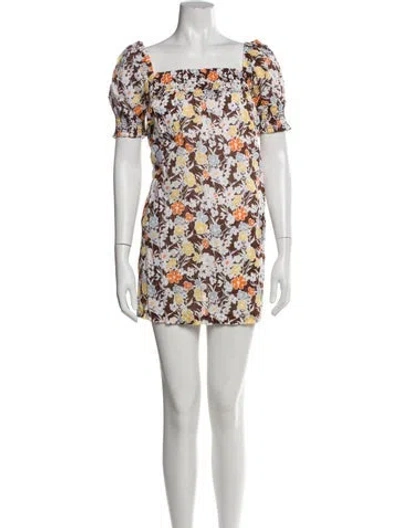 Pre-owned Tory Burch Floral Print Mini Dress In White