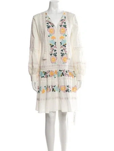 Pre-owned Tory Burch Floral Print Mini Dress In White