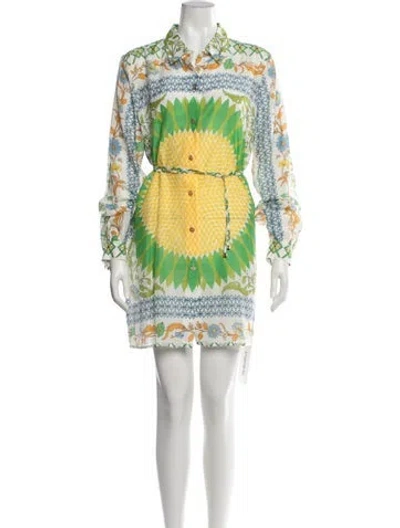 Pre-owned Tory Burch Floral Print Mini Dress In White