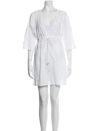 Pre-owned Tory Burch Floral Print Mini Dress In White