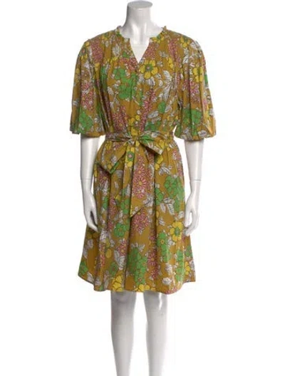Pre-owned Tory Burch Floral Print Mini Dress In Yellow