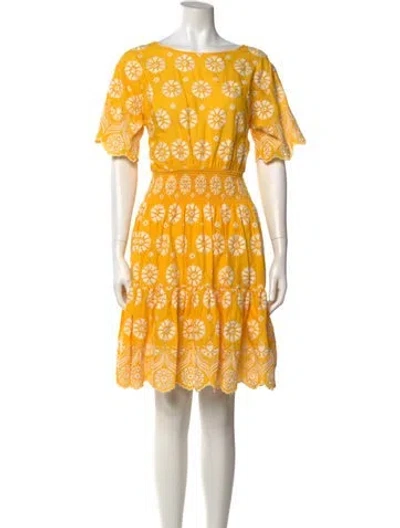 Pre-owned Tory Burch Floral Print Mini Dress In Yellow