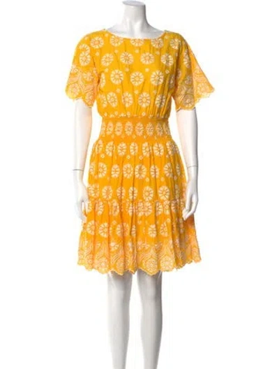 Pre-owned Tory Burch Floral Print Mini Dress In Yellow